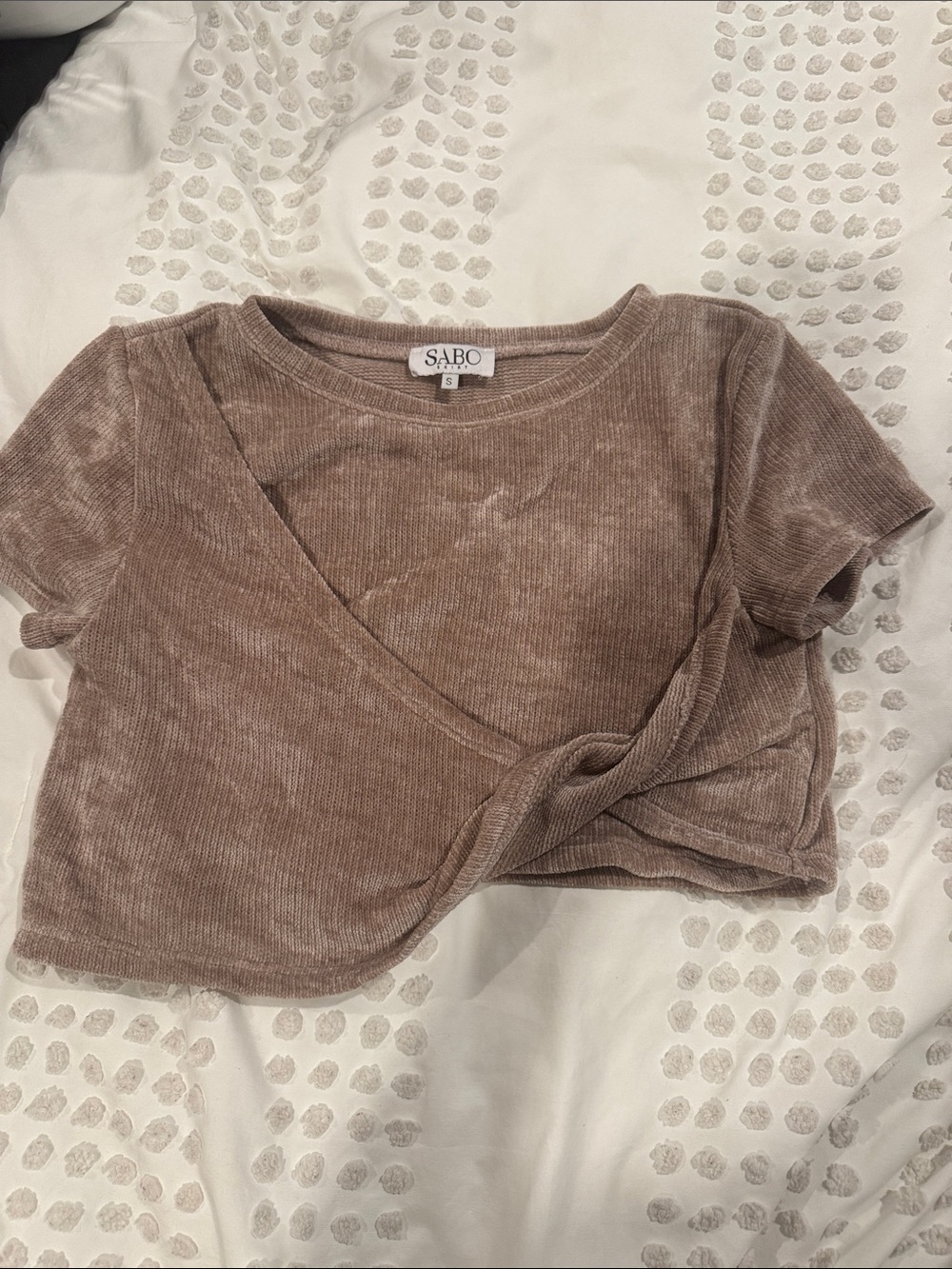 Sabo Skirt Chenille Crop Top in Dusty Taupe
